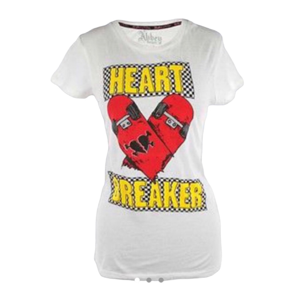 Abbey Dawn Heartbreaker White T Med NEW - Picture 3 of 3